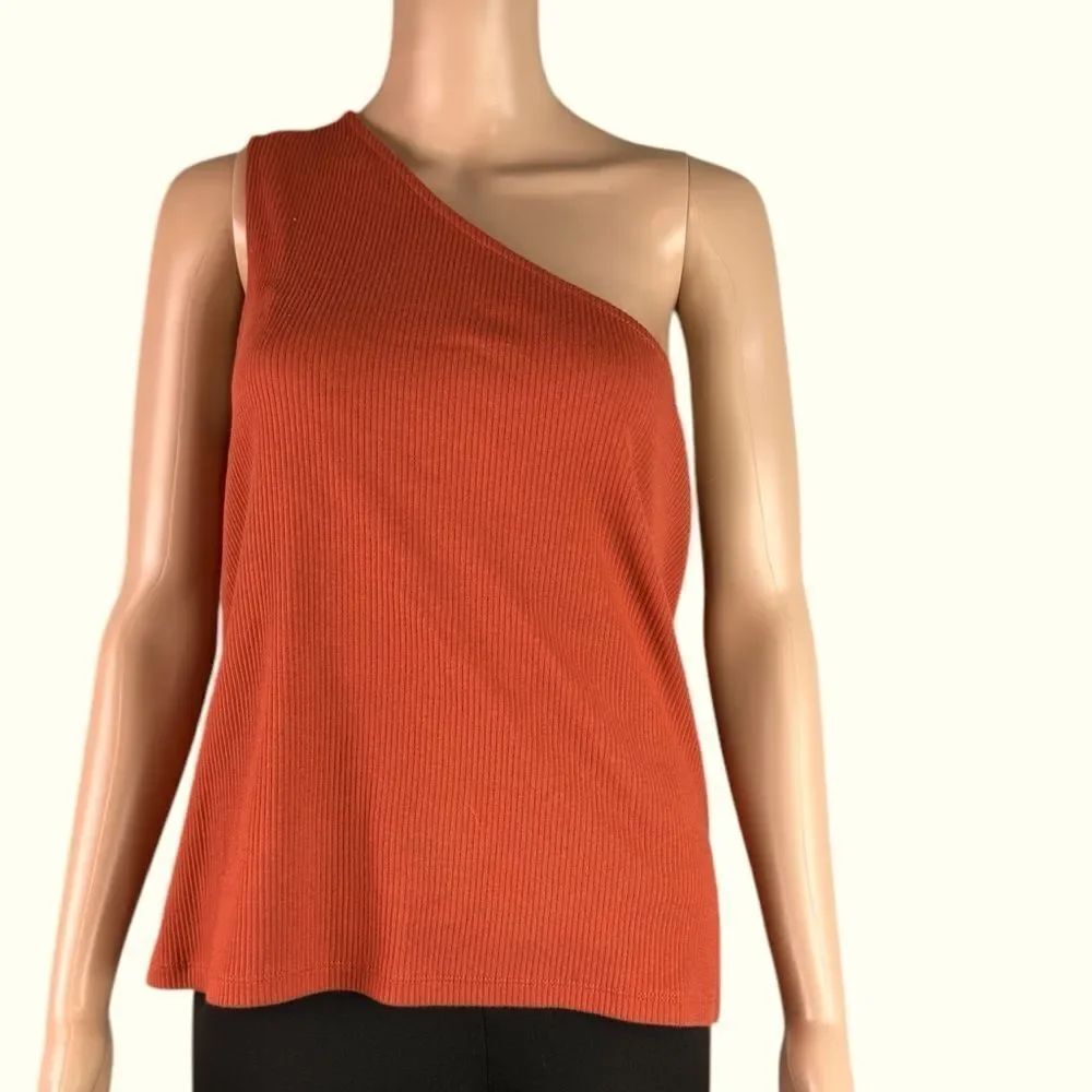 J. Crew Burn’t Orange Ribbed One Shoulder Tank Top